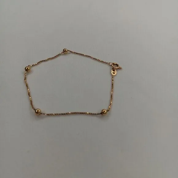 18K Yellow Gold Dainty 1mm Box Chain Bracelet Size 7.5 Inch 2.22g Lightweight